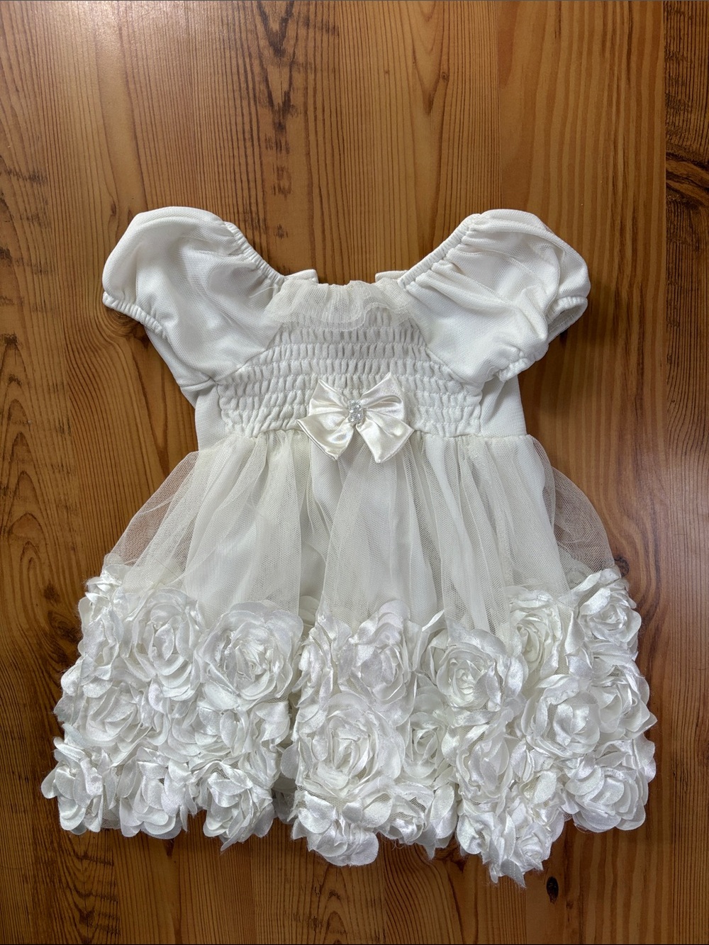 Ivory Floral Rose Tulle Formal Dress for Girls